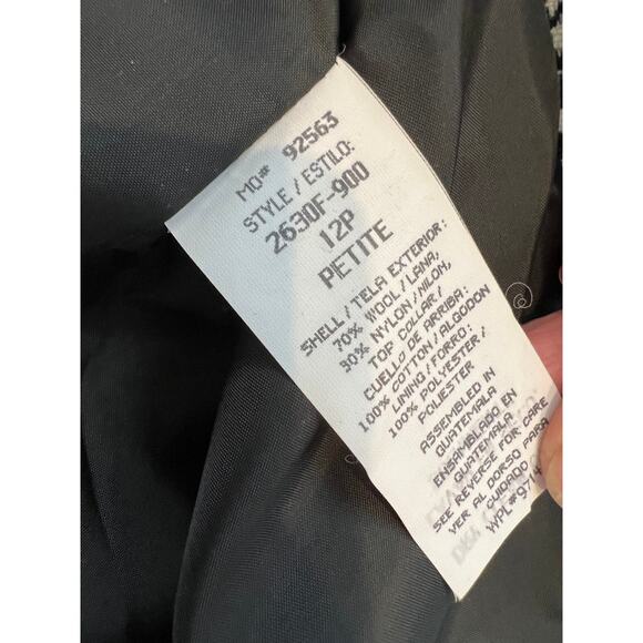 Vintage Sag Harbor Oversized Houndstooth Blazer Velvet Trim 12 - Picture 6 of 6